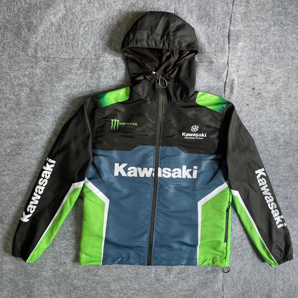 VARSITY JACKET VINTAGE PARASUT WATERPROOF/JAKET RACING KAWASAKI