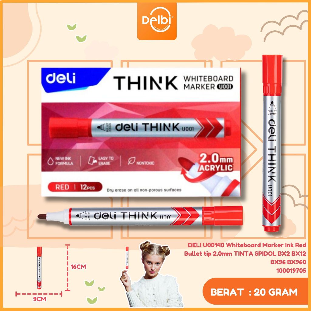 

U00140 Whiteboard Marker Ink Red Bullet tip 2.0mm TINTA SPIDOL
