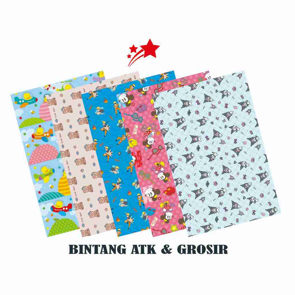 

Kertas Kado BINTANG (1Set isi 10Lmbr) / Kertas kado Motif Karakter Mix A.1 Cowo & Cewe