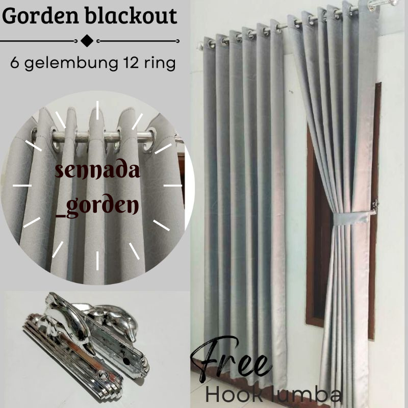 Gorden jendela polos minimalis/gorden blackout premium tirai pintu elegan 12 ring/korden jendela