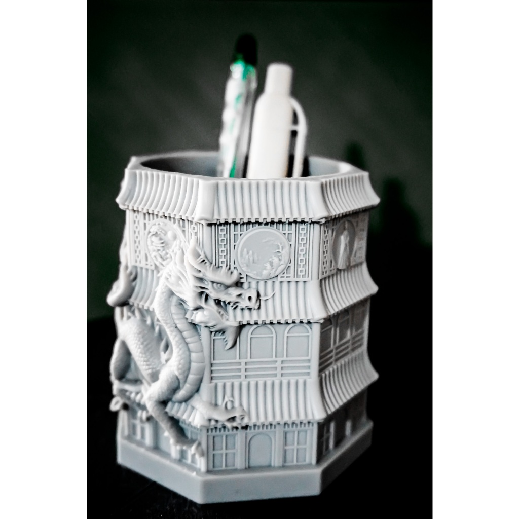 

desk organizer Luxury round pen container tempat pensil pagoda naga