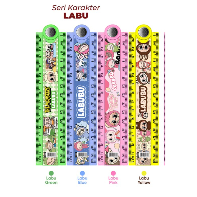 

[ATMS] JUAL Penggaris LABUBU Plastik Lipat Karakter Beragam Motif Mika Transparant Akurat.