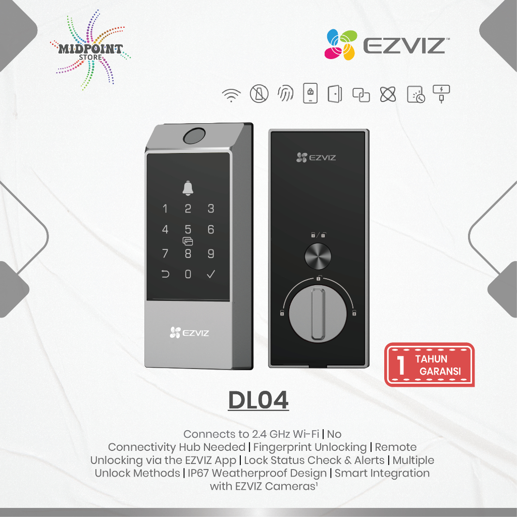Ezviz DL04 Passcode Door Deadbolt Lock Smart Home Security IP55 WiFi Connection