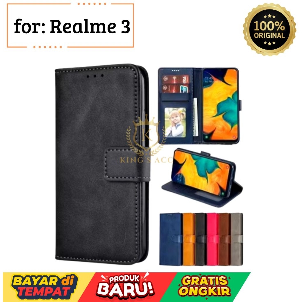 SHOFTCASE  DOMPET UNTUK REALME 3/FLIP LEATHER CASE PREMIUM REALME 3/FLIP WALLET CASE KULIT CASING HP