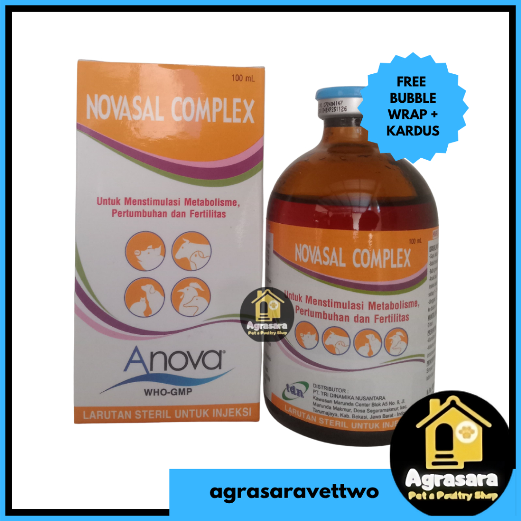 NOVASAL COMPLEX 100 ml - ATP hewan ternak (butafosfan +atp +b12) LIKE BIODIN CATOSAL