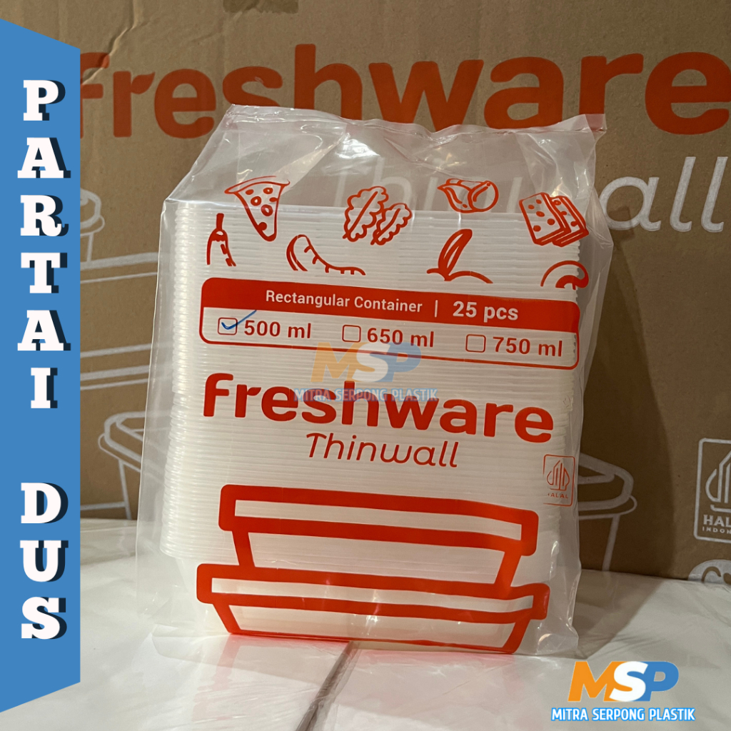 PARTAI DUS - THINWALL FRESHWARE RECTANGLE 500 ML ISI 500 PCS / DUS