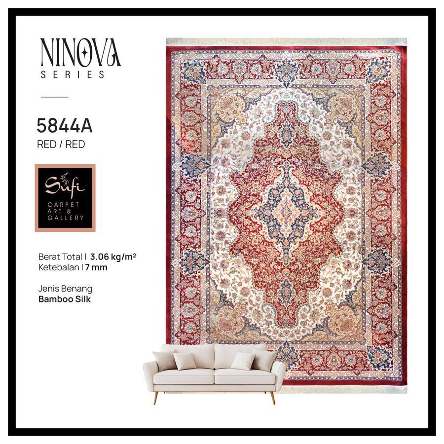 Karpet Lantai Permadani Classic Mewah Bamboo Silk Design Turki Ninova 5844A Red