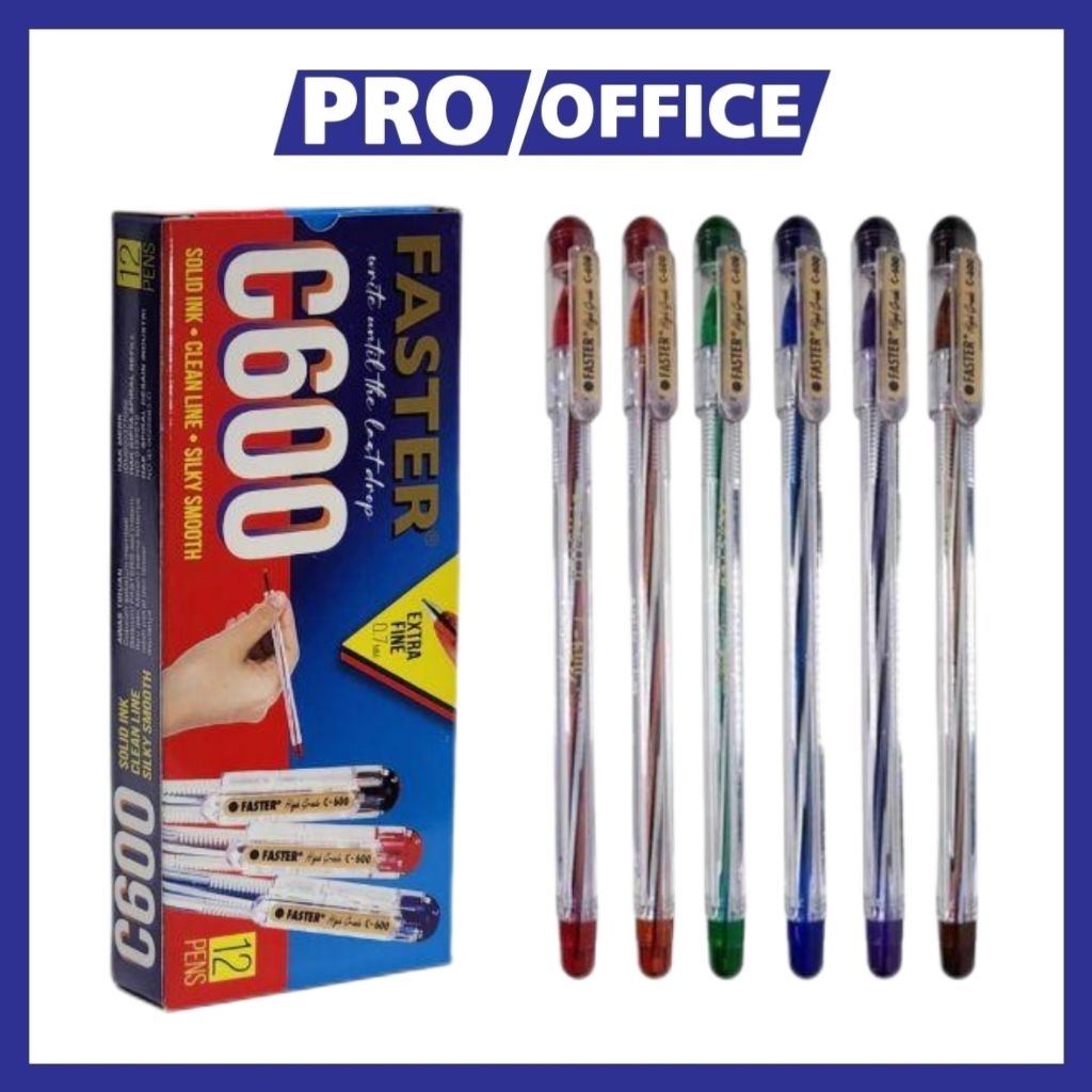 

ProOffice- Faster Pulpen C600 Hitam (12 Pcs) – Alat Tulis Sekolah & Kantor