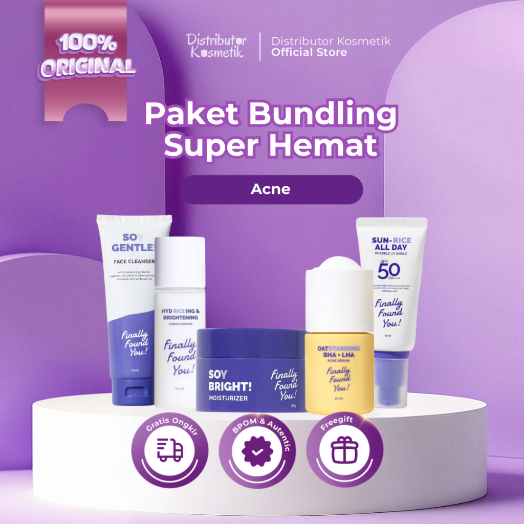 [ AGEN RESMI ] Finally Found You Bundling Acne 5 In 1 | Face Cleanser | Toner | Serum | Moisturizer 