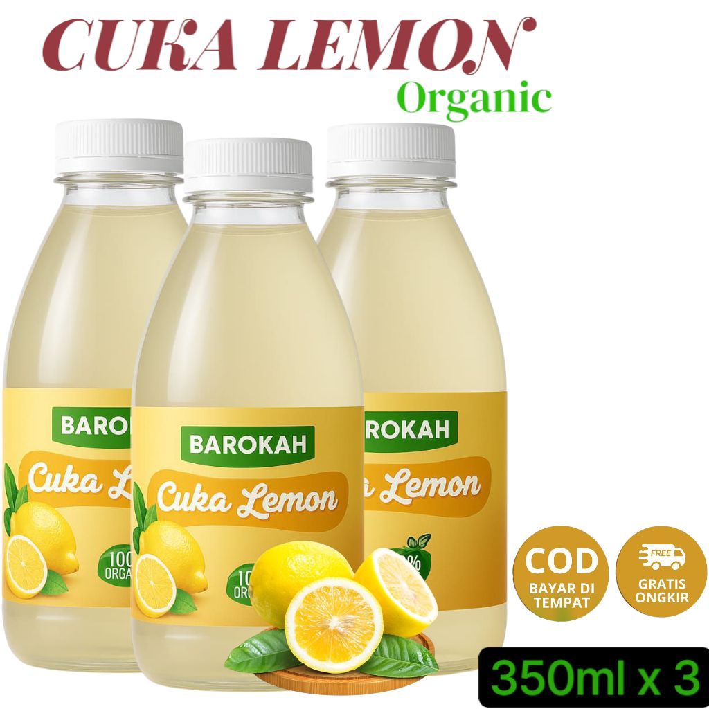 

Cuka Lemon Asli Segar Berkualitas Tinggi 100% Original Premium Paket 3 Botol Isi @ 350ml Per Kemasan