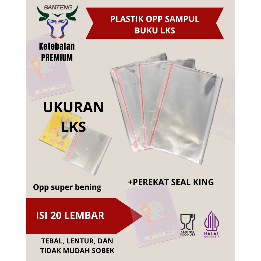 

PLASTIK OPP SAMPUL FOLIO MERK BANTENG ISI 20 LEMBAR (BISA UNTUK LKS)