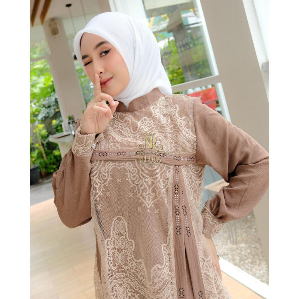 Gamis Slavina Terbaru 2025 | Crinkle Mix Brukat Muslim Mewah | Swarovski | Busui Kondangan motif2025