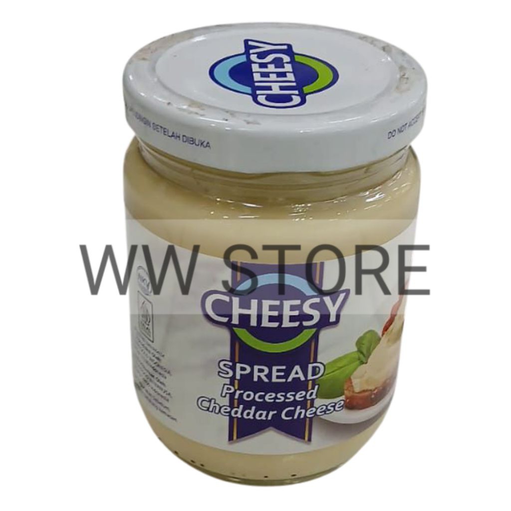 

Olesan keju olahan sumber protein tinggi kalsium halal MUI CHEESY Processed Cheddar Cheese SPREAD botol bottle 240g
