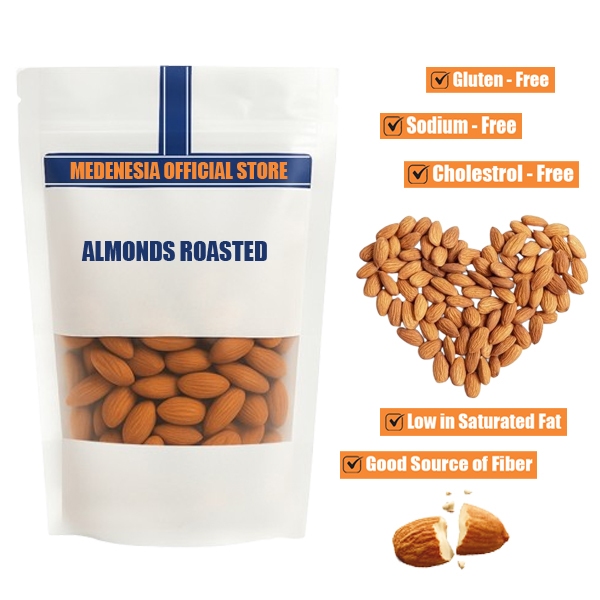 

Kacang Almond Panggang Utuh 100 GRAM Original Roasted Almon Whole Roasted - MEDENESIA