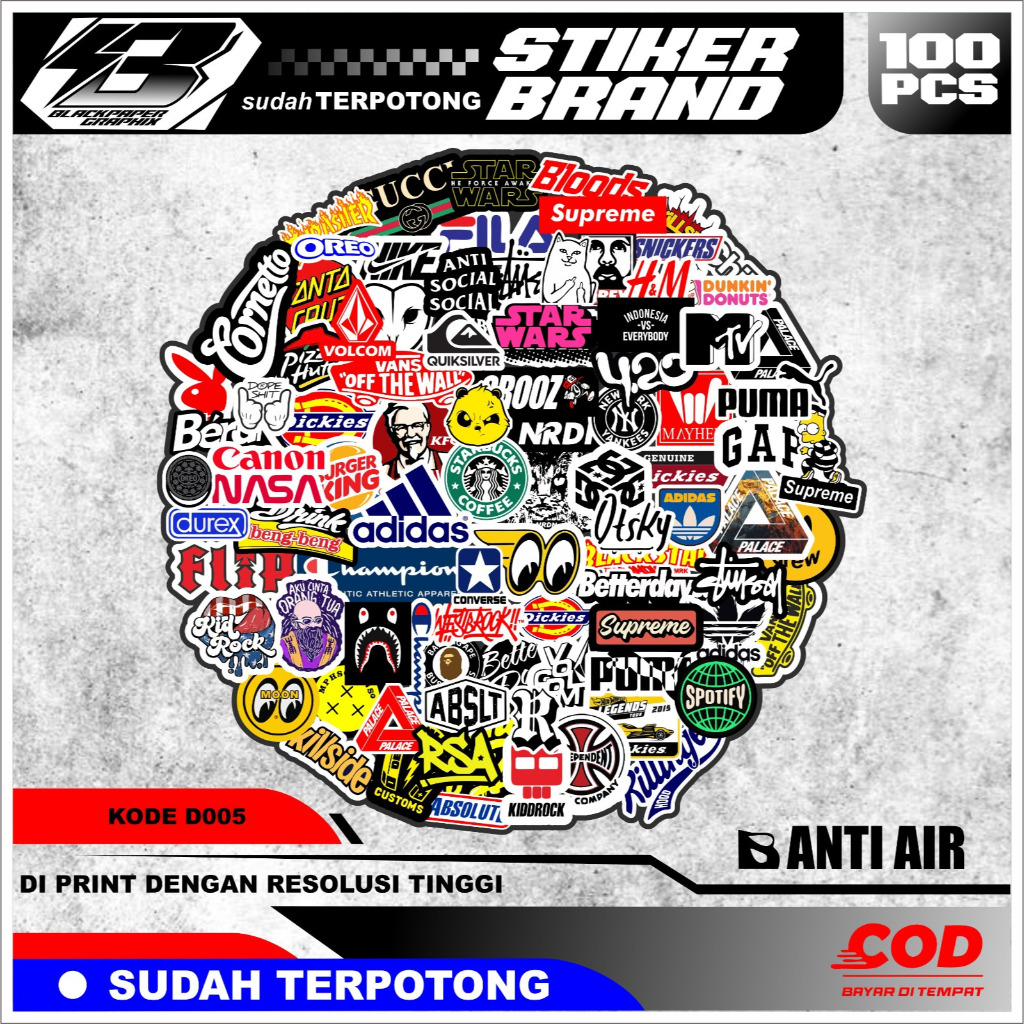

100PCS STIKER CASE STIKER BRAND SUDAH TERPOTONG
