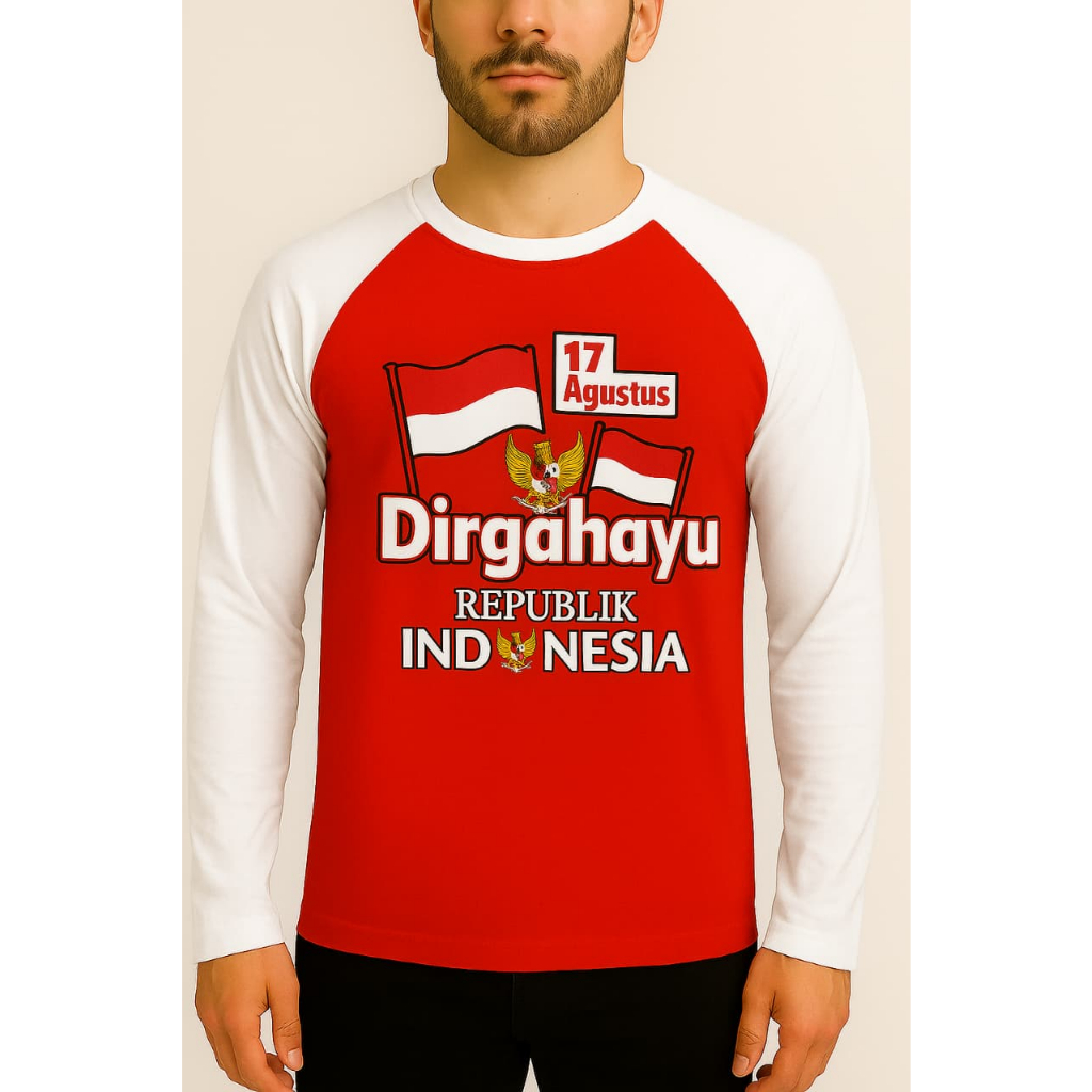 (OBRAL )  Kaos raglan motif 17 agustus – kaos raglan merah putih -  kaos merah  putih – kaos raglan 