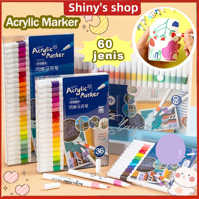 

【COD】36/48/60/80 Colors Pen Akrilik Marker Warna Cepat Kering Tahan Air / Spidol Acrylic Painter / Menggambar Kreativitas Seni Edukasi Anak Acrylic Marker Set Spidol Akrilik DIY Painting Spidol Pastel Pulpen Highlight Drawing Warna
