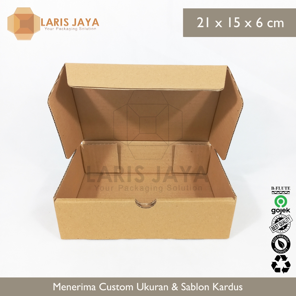 

[MIN 100 PCS] Kardus uk. 21 x 15 x 6 cm....Die Cut karton box untuk Kotak Aksesoris dll model box pizza
