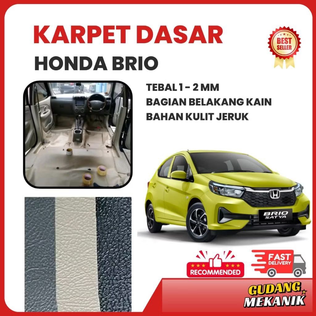 Karpet Dasar Lantai Mobil Honda Brio Satya Rs / Bahan Kulit Sintesis Berserat Tebal