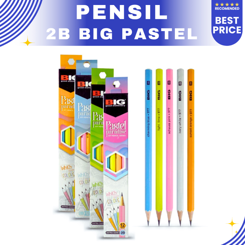 

[1PCS] BIG Pensil 2B Pastel Paradise Warna Elegan Graphite Pencil Extra Dark PS-977