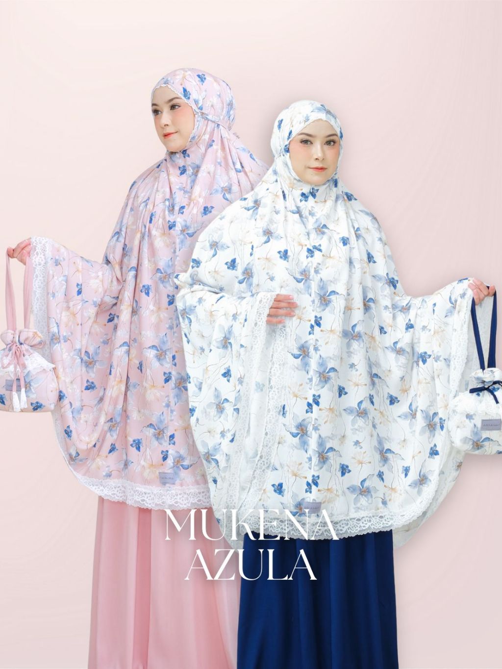 Nakajima - Mukena Katun Rayon Azula – Motif Bunga Adem, Bonus Tas Serut Cantik, Tidak Nerawang