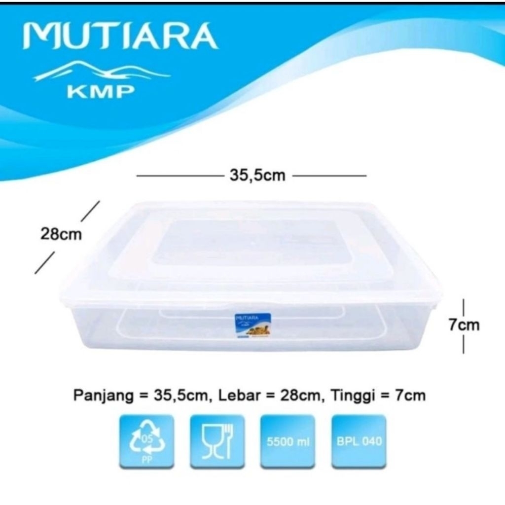 Toples Persegi Kmp Mutiara 5500ml Kotak Kue Donat Box Plastik Serbaguna