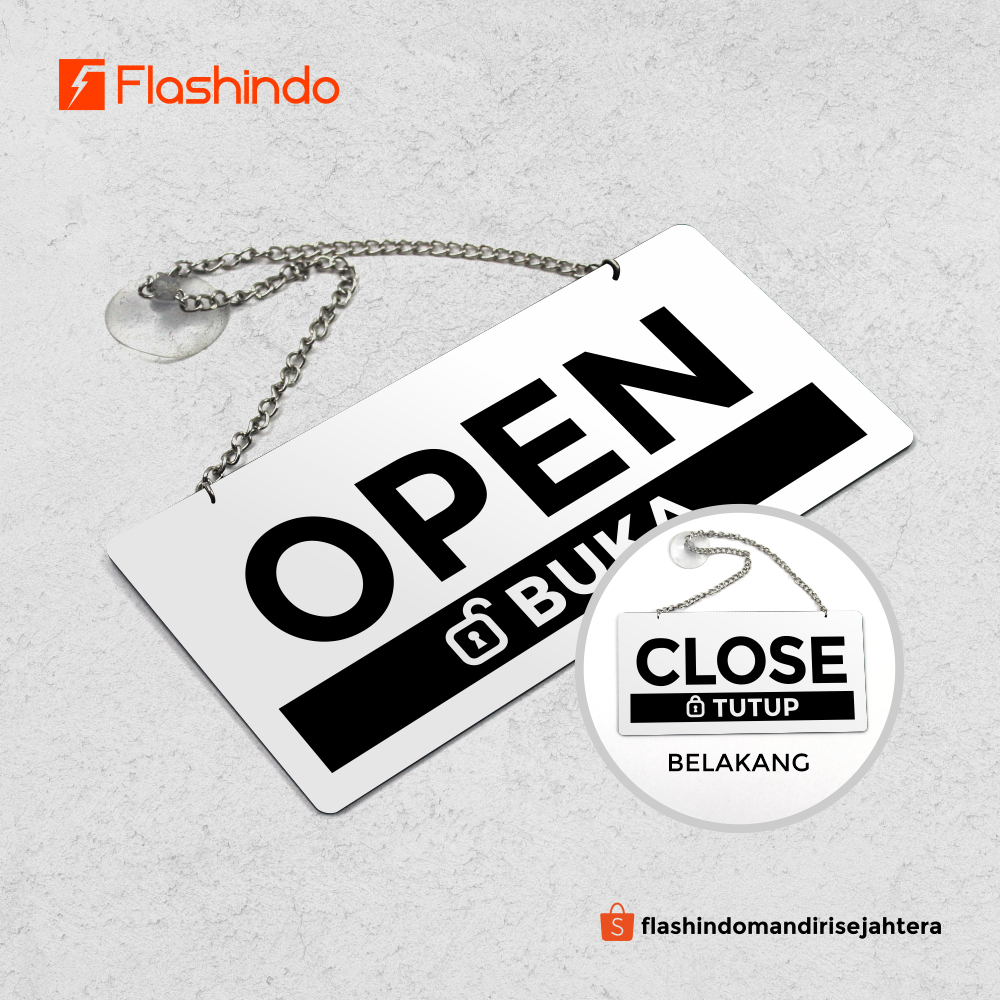 Signboard Akrilik Open Close | Buka Tutup | Print UV Teknologi Jepang