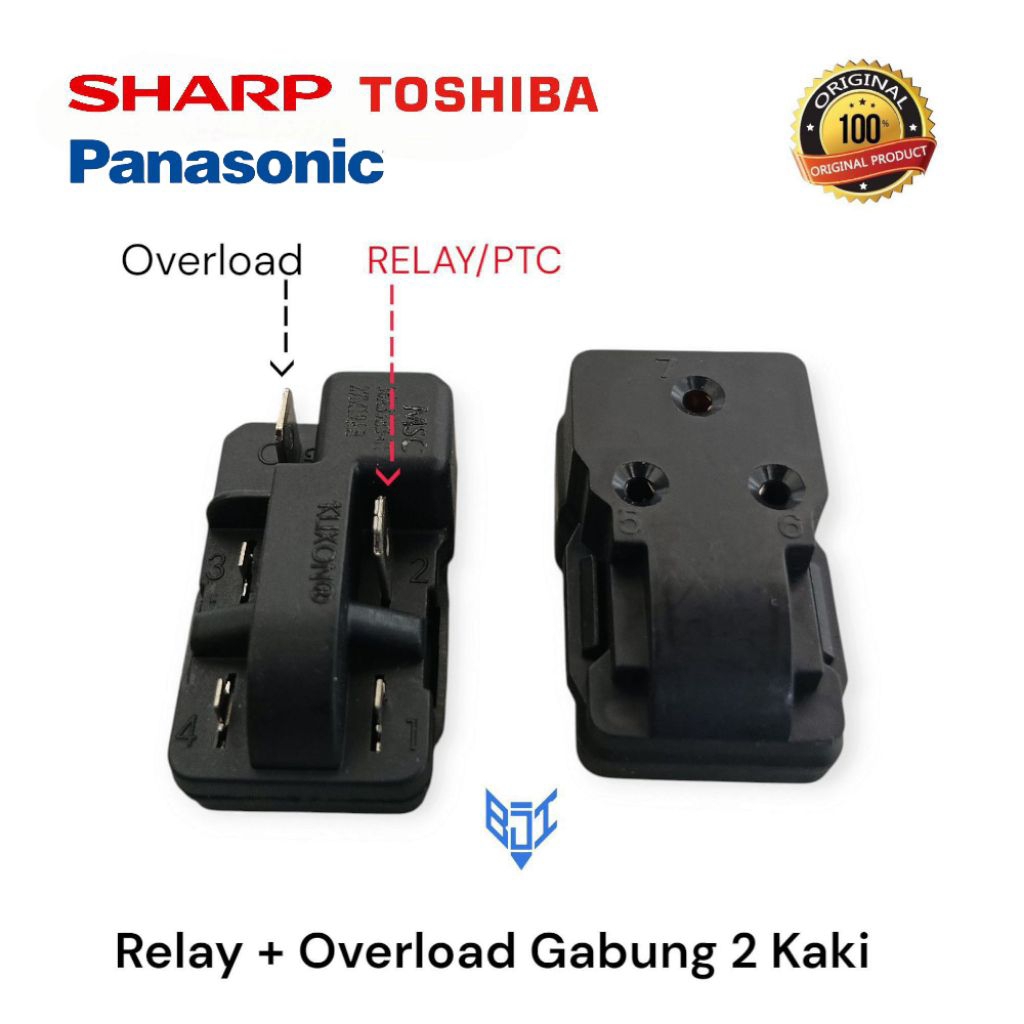 RELAY - Rilay PTC & Overload SET Kulkas 1 Pintu TOSHIBA PANASONIC | 3 Lubang