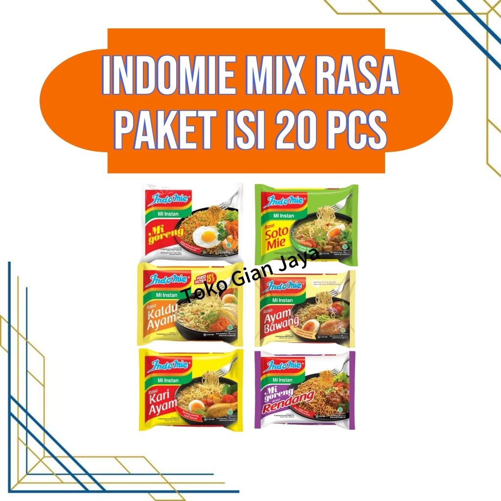 

( Paket isi 20 pcs ) Indomie mix varian rasa goreng dan kuah isi 20 pcs promo surabaya