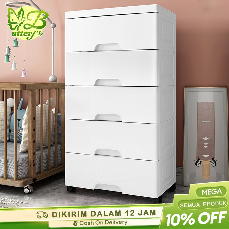 lemari pakaian plastik / lemari laci /lemari pakaian Babby /Lemari Pakaian Putih Tertutup Susun / Le