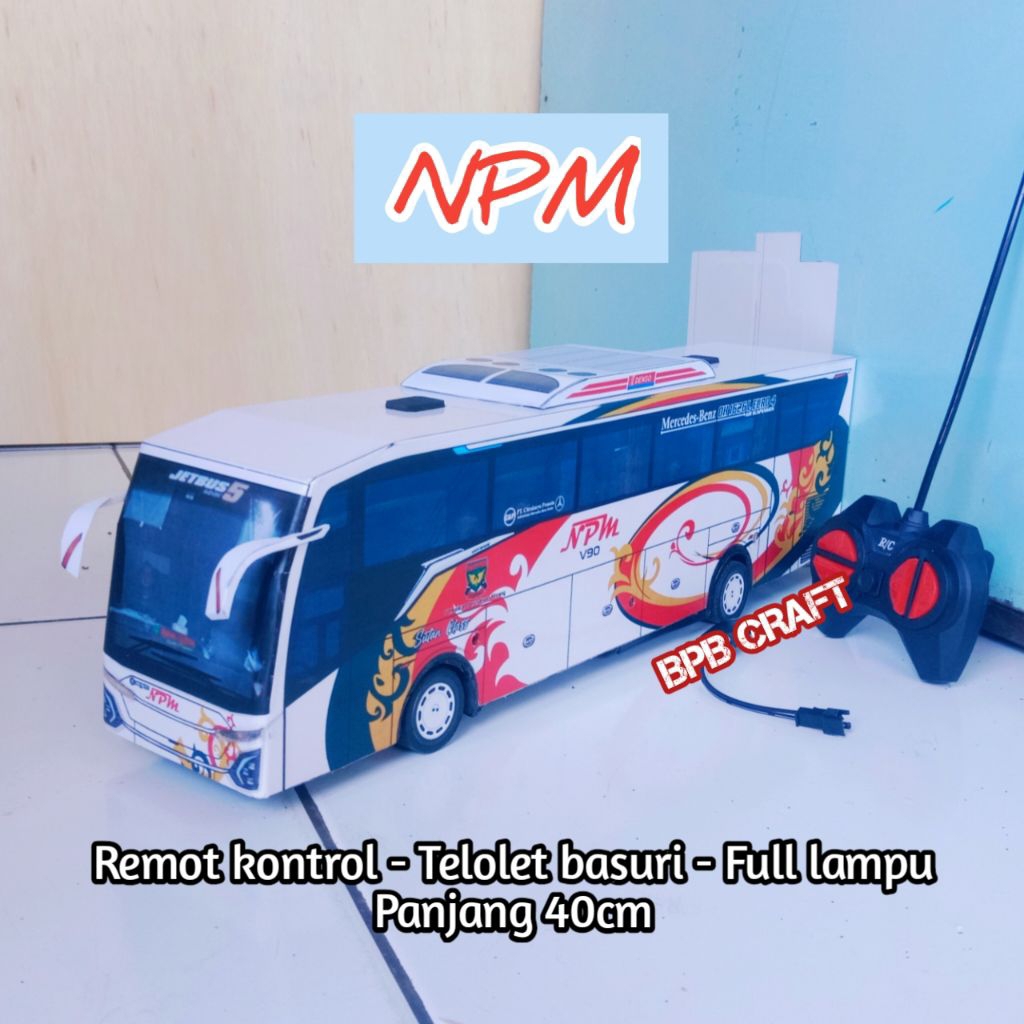 Mainan miniatur bus npm remot kontrol telolet basuri