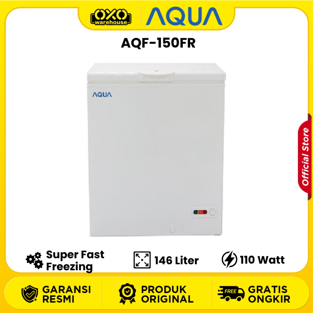 AQUA Chest Freezer AQF-150 FR Box Lemari Es Kapasitas 150/146 L Low Watt Garansi Resmi
