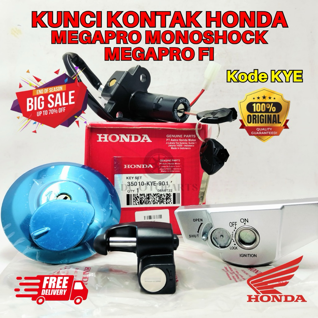 KYE KUNCI KONTAK MEGAPRO MONOSHOCK ORIGINAL AHM HONDA, KUNCI KONTAK ORIGINAL MEGAPRO FI, KUNCI KONTA
