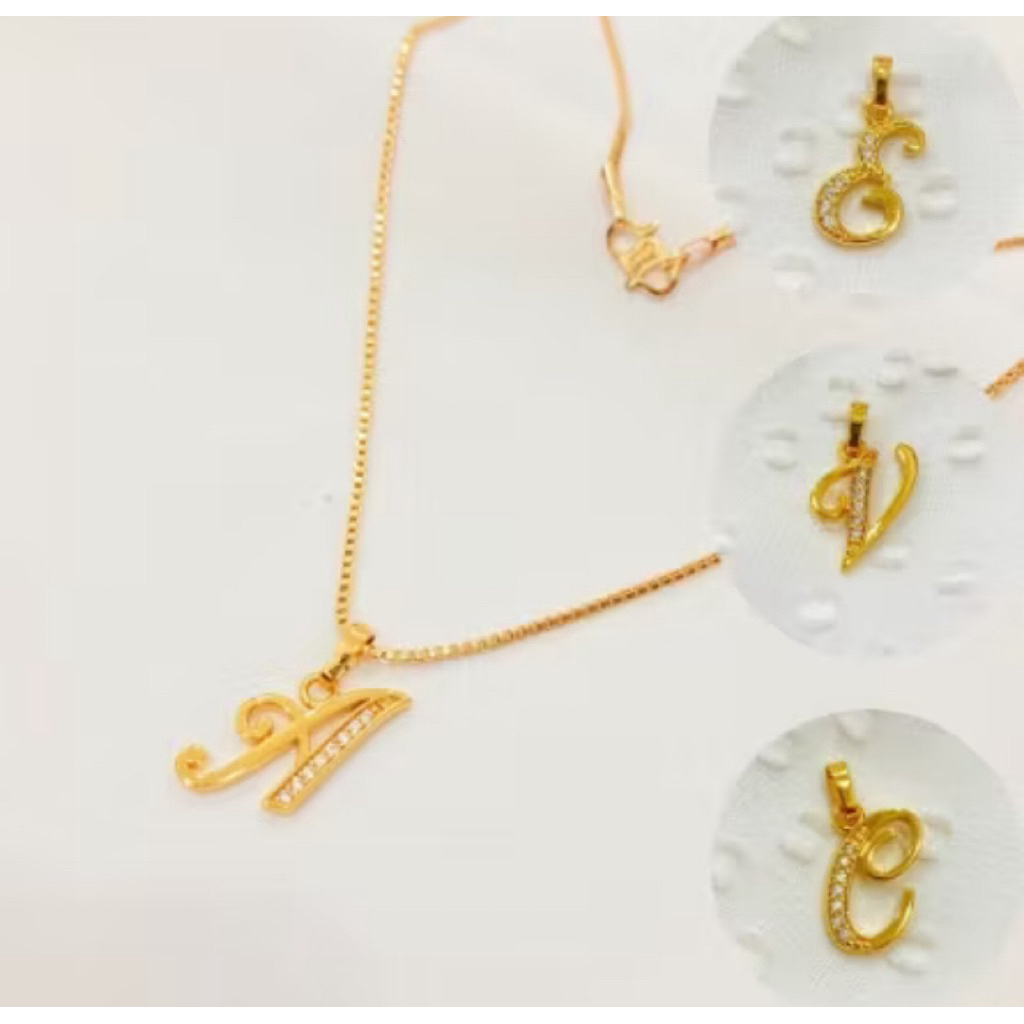 Kalung Huruf / Kalung Inisial / Kalung Nama Model Liontin Lapis Emas Jewelry