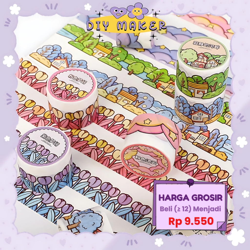 

DM Washitape Lace Limited Tape Masking Tape Colourfull Dekor Buku Jurnal Tape Set Lakban Lucu TLD82