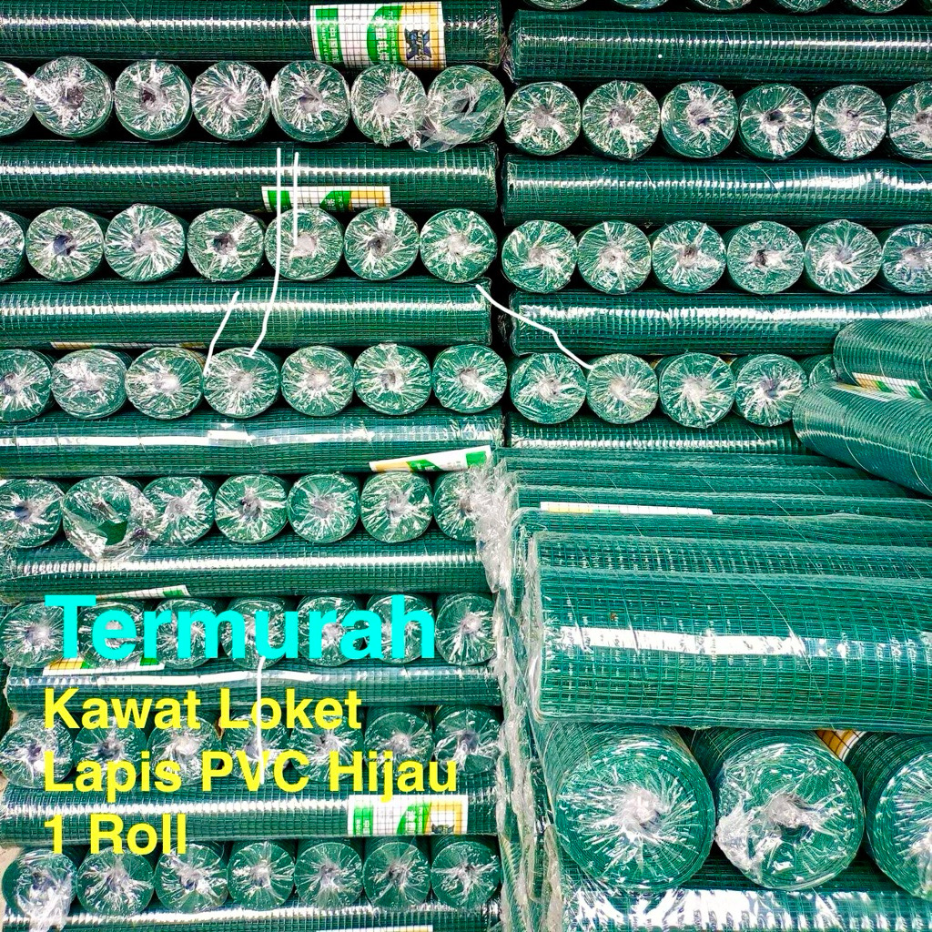 Kawat Ram Loket Lapis PVC Hijau Ayakan Kandang Aviari 1/4 1/2 3/4 Inch 1 Roll 1Roll 1Rol 1 Rol