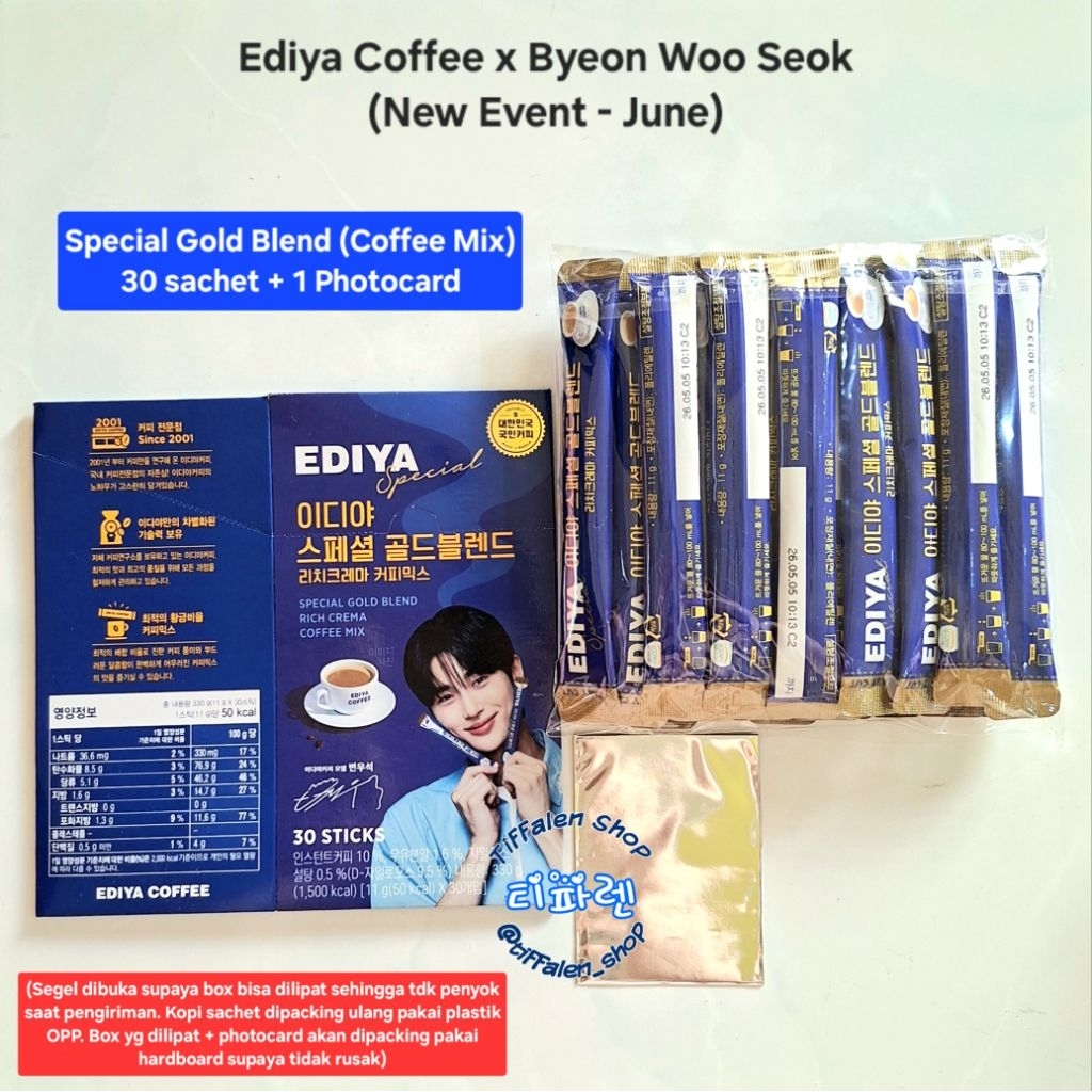 

Ediya Coffee x Byeon Woo Seok - Special Gold Blend + Photocard | New Event June 2025 | Coffee Mix
