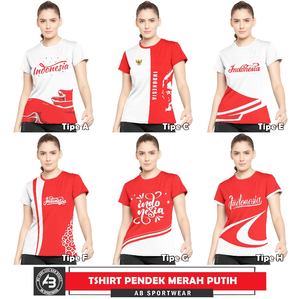 Tshirt Pendek Merah Putih AB Sportwear