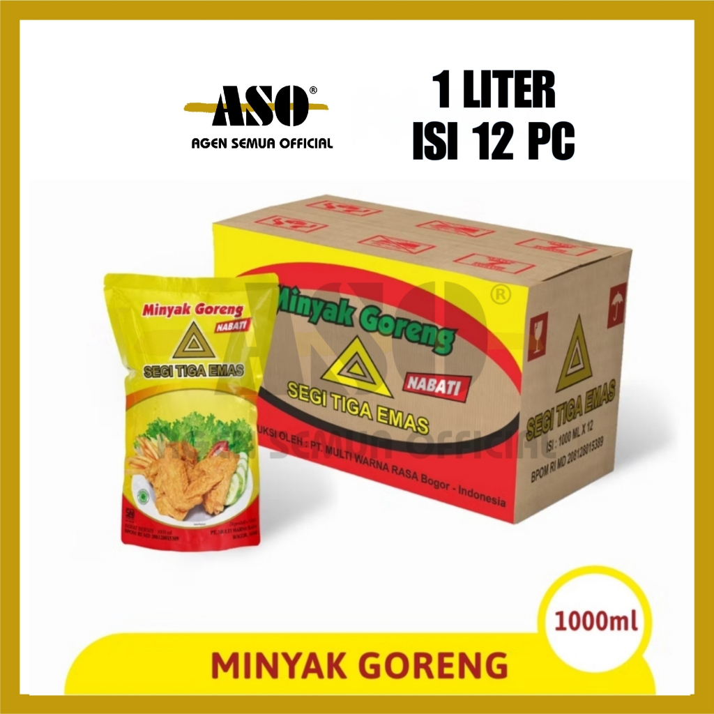 

[DUS] Minyak Goreng cap Segitiga Emas 1 Liter DUS ( Isi 12 Pouch ) PROMO !!!!
