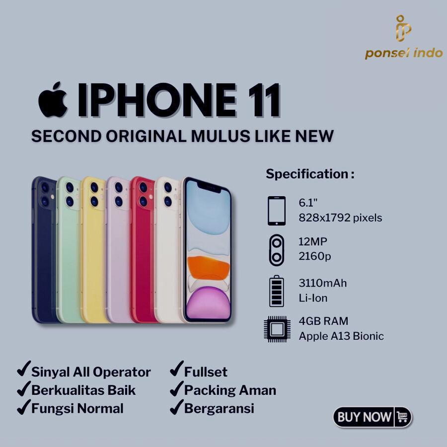 [SECOND] iPhone 11 64GB 128GB 256GB Second Ori Mulus Fullset - 64 gb