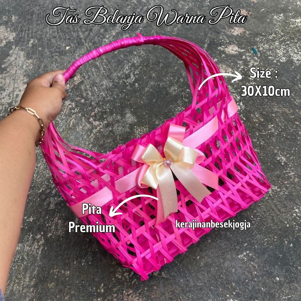 

TAS BELANJA 30X10 WARNA PITA | bingkisan goodie bag hantaran seserahan tas bambu
