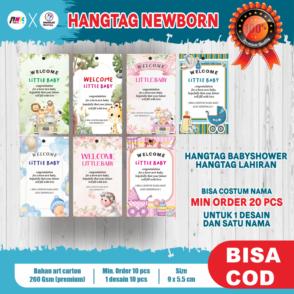 Kartu Hang Tag New Born - Hang Tag Baby - Hang Tag Bayi - Gift Card - Kartu Ucapan Bayi - Aesthetic 