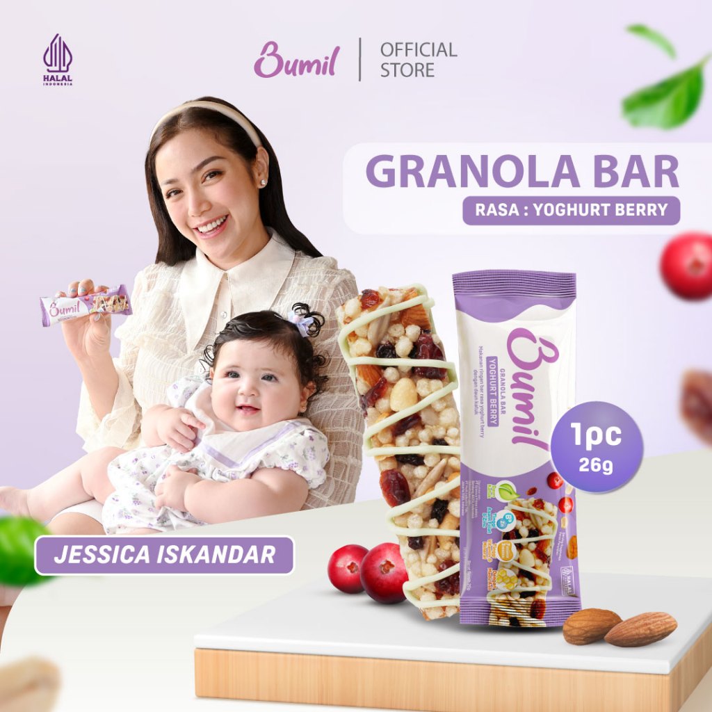 

BUMIL Makanan Ringan Bar Rasa Yoghurt Berry dengan Daun Katuk (Granola Bar Yoghurt Berry) [1 pcs]
