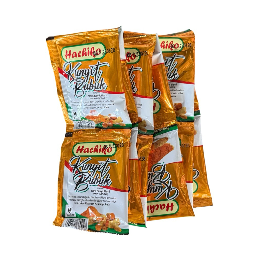 

Hachiko Kunyit Bubuk 1 Renceng isi 12 Sachet