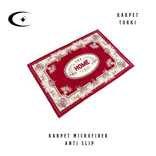 Karpet Turki Anti Slip Bahan Microfiber.