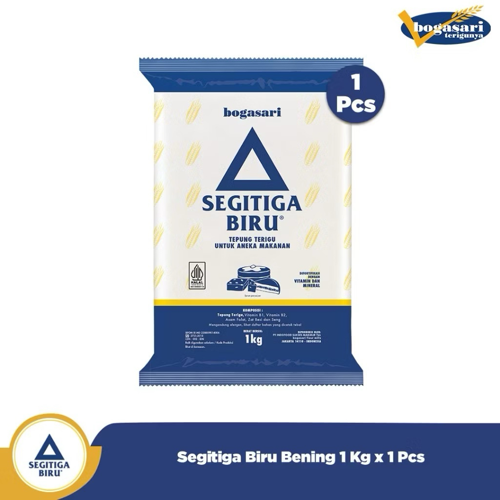 

1 PCS - BOGASARI SEGITIGA BIRU BENING 1 KG PROTEIN SEDANG