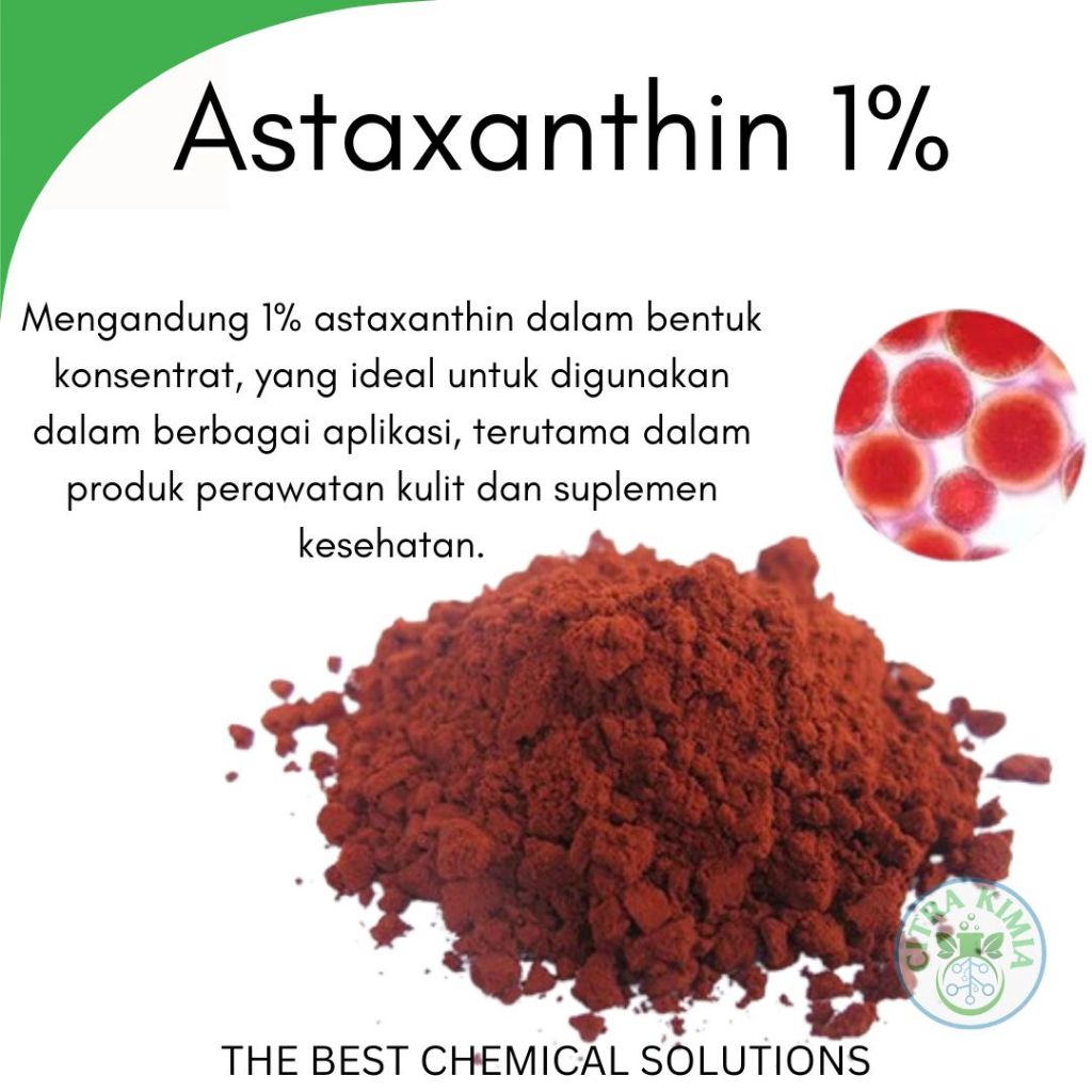 Natural Bubuk Astaxanthin 1% 10gr - Astaxanthin Powder USP Grade Antioksidan Bahan Kosmetik Murni