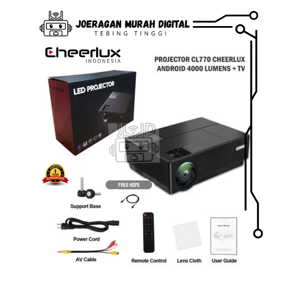 Cheerlux CL770 | Proyektor CL770 ANDROID 4000 Lumens | CL 770 | Projector Cheerlux Cl770