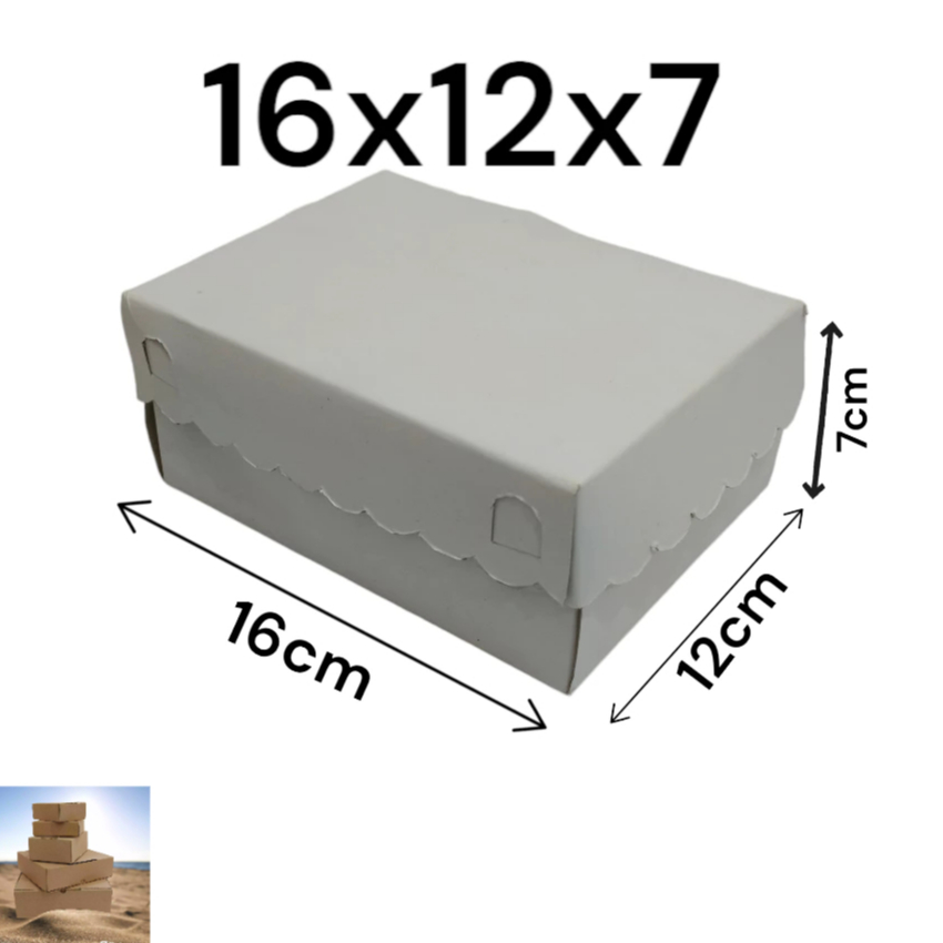 

Box Kardus Snack Kue / Dus Kotak Roti Kue Snack Motif Putih Poloa box 16x12x7 / kotak kardus kue