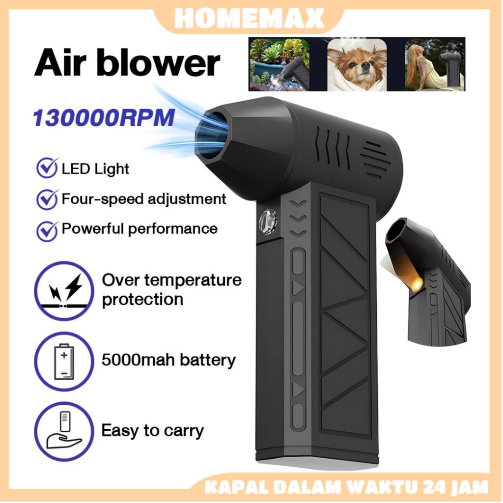 Kipas Turbo Blower 130K RPM 3 Level Kecepatan - Pembersih Debu Keyboard Komputer CPU Laptop Interior